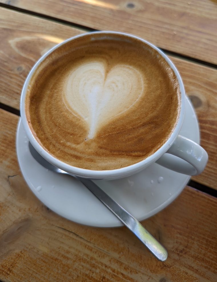 Flat white with heart latte art